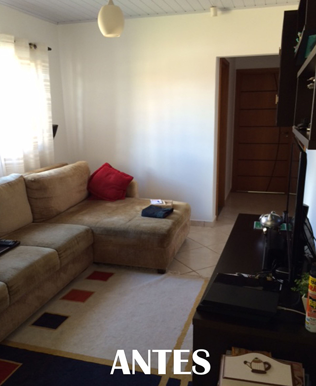 Reforma da sala de Tv antes e depois