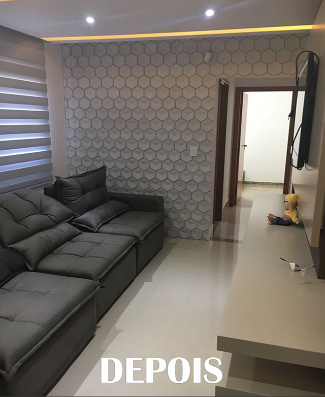 Reforma da sala de Tv antes e depois