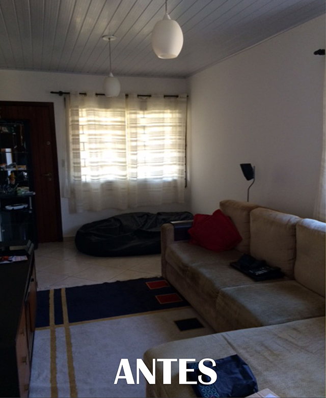 Reforma da sala de Tv antes e depois