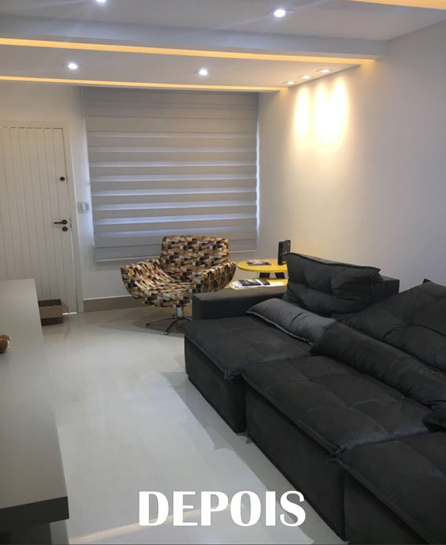 Reforma da sala de Tv antes e depois